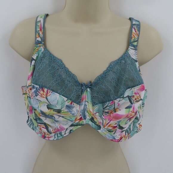 Elomi 36I Bra 4420 Mariella Underwire Banded Bra Tropical Blue Leaf Unlined - Picture 15 of 15